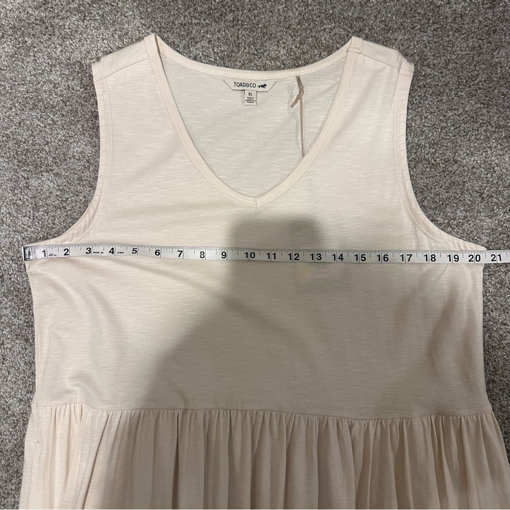 NWT Toad&Co Organic Cotton & Tencel Salt Ivory Marley Tiered Dress W Pockets - Picture 3 of 4